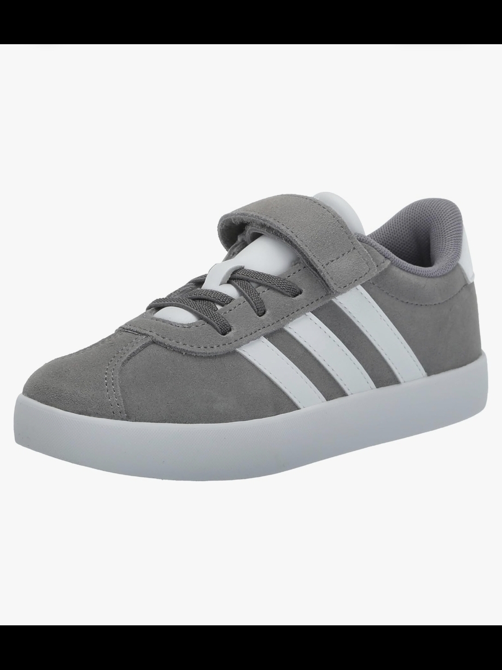 adidas Kids Grey Suede-Look Sneakers with White Stripes